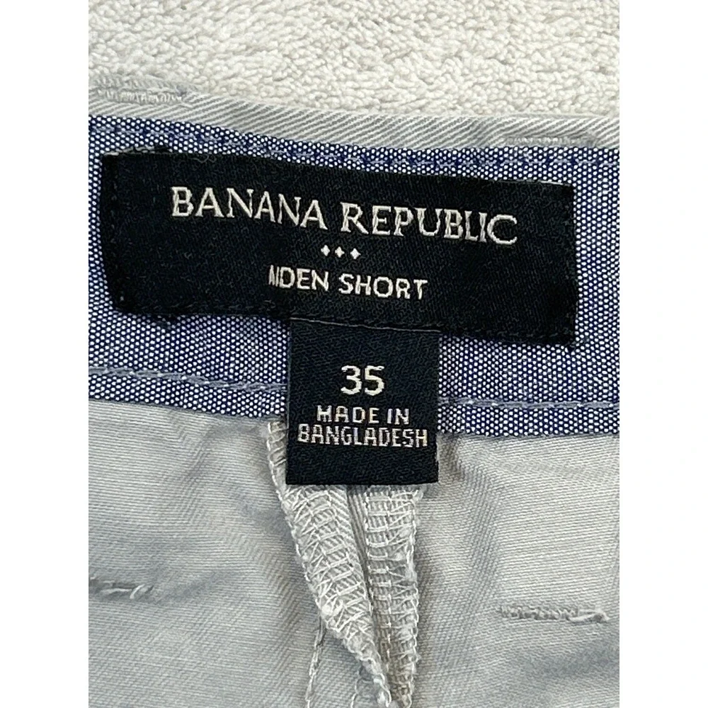 Banana Republic Shorts Mens 35 Gray Aiden Short Chino Cotton Casual‎ Flat Front